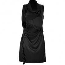Edun Black Draped Fringed Silk Dress