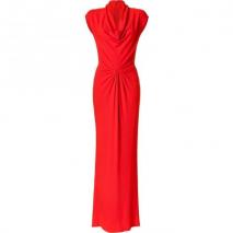 Michael Kors Coral Twisted Front Cowl Neck Gown