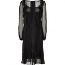 Alberta Ferretti Black Pinstriped Silk Dress