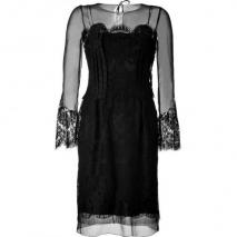 Alberta Ferretti Black Silk Dress With Lace Detailing