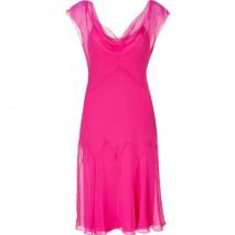 Alberta Ferretti Hot Pink Silk Godet Dress