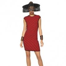 Alexander McQueen 3D Maschen-Viskose-Jacquard-Kleid Rot