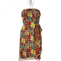 Anna Sui Lipstick Poppy Printed Silk Bustier Kleid