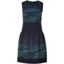 Anna Sui Navy and Turquoise Wool Blend Kleid
