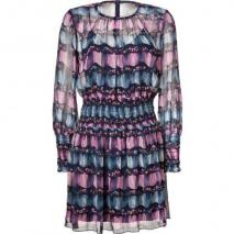 Anna Sui Navy-Multi Scattered Print Silk Kleid