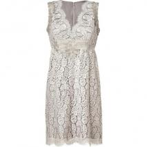 Anna Sui Silver-Grey Embroidered Botanic Lace Kleid