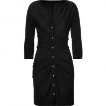 Azzaro Black Draped Knit Dress with Crystal Buttons