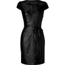 Bird by Juicy Couture Black Belted Leather Dress