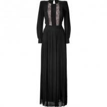 By Malene Birger Black Pleated Lace Trim Gown