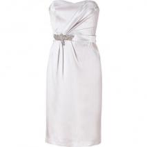 Collette Dinnigan Silver Strapless Silk Dress