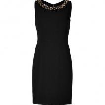 DKNY Black Beaded Collar Kleid