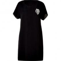 DKNY Black Satin Kleid With Tiger Embroidery Back