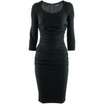 Dolce & Gabbana Black Long Sleeves Ruffle Dress