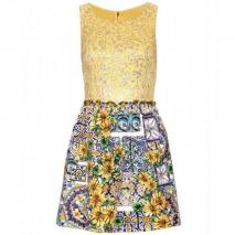 Dolce & Gabbana Gemustertes Kleid Yellow Sunflowers