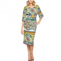 Dolce & Gabbana Viskose Cady Kleid Mit Tellerdruck