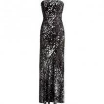 Donna Karan Black and Silver Strapless Sequin Gown