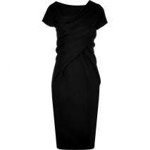 Donna Karan Black Asymmetrical Kleid with Cap Sleeves