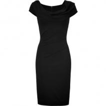 Donna Karan Black Draped Cuff Shoulder Kleid