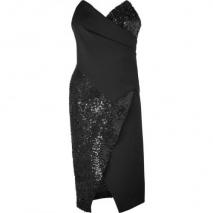 Donna Karan Black Sequin Embroidered Bustier Kleid