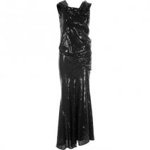 Donna Karan Black Stretch-Sequins Cap-Sleeve Gown