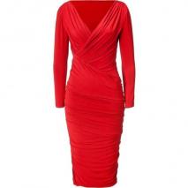 Donna Karan Blood Red Twist Drape Kleid