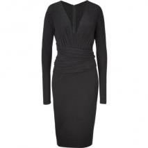Donna Karan Charcoal Long Sleeve Molded Kleid
