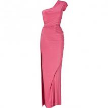 Donna Karan Rose Quarz One Shoulder Draped Jersey Gown