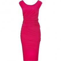 Donna Karan Shocking Pink Cap Sleeve Draped Jersey Kleid