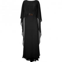 Elie Saab Black Belted Silk Georgette Caplet Gown