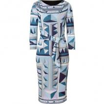 Emilio Pucci Azure Belted Geometric Print Dress