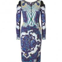 Emilio Pucci Navy/Azure Graphic Print Peep-Shoulder Dress