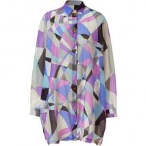 Emilio Pucci Ocean Multi-Cube Sheer Shirt Dress