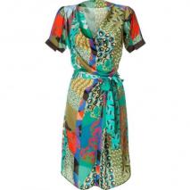 Etro Emerald Multicolor Belted Kleid