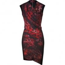 Helmut Lang Black/Red Multi Midnight Floral Twill Dress