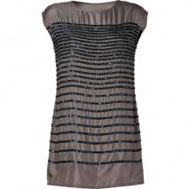 Hoss Intropia Mole Grey Sequined Silk Shift Dress