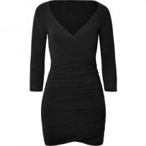 James Perse Black Wrap Fitted Dress