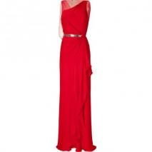 Jenny Packham Blood Red Crystal Embroidered Waist Dress