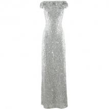 Jenny Packham Silver Sequin Evening Gown