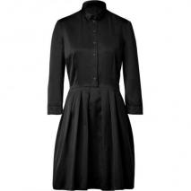 Jil Sander Navy Black Pleat Silk Sateen Dress