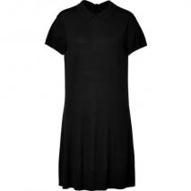 Lacoste Black Buttoned Back Silk-Cotton Knit Polo Dress