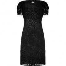 LAgence Black Burn-Out Velvet Leopard Print Backless Dress