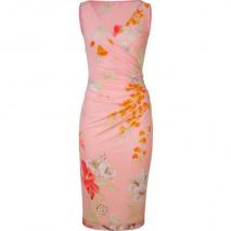 Leonard Tropical Peach Floral Print Dress