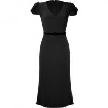 LWren Scott Black Silk-Blend Belted Sheath Dress