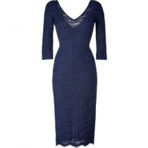 LWren Scott Lapis Lazuli Deep V-Neck Lace Dress