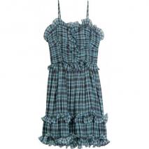 Marc Jacobs Aqua Multi Plaid Pleated Dress