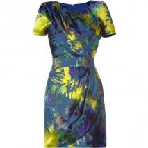 Matthew Williamson Multi Color Printed Drape Shoulder Dress