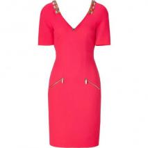 Matthew Williamson Neon Pink Wool Paneled Dress