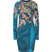 Matthew Williamson Turquoise/Mint Printed Draped Jersey Dress