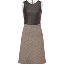 McQ Alexander McQueen Chocolate Leather and Wool-Blend Combo Dress
