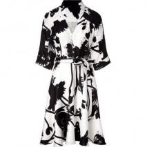 Milly Black and White Belted Siilk Dress